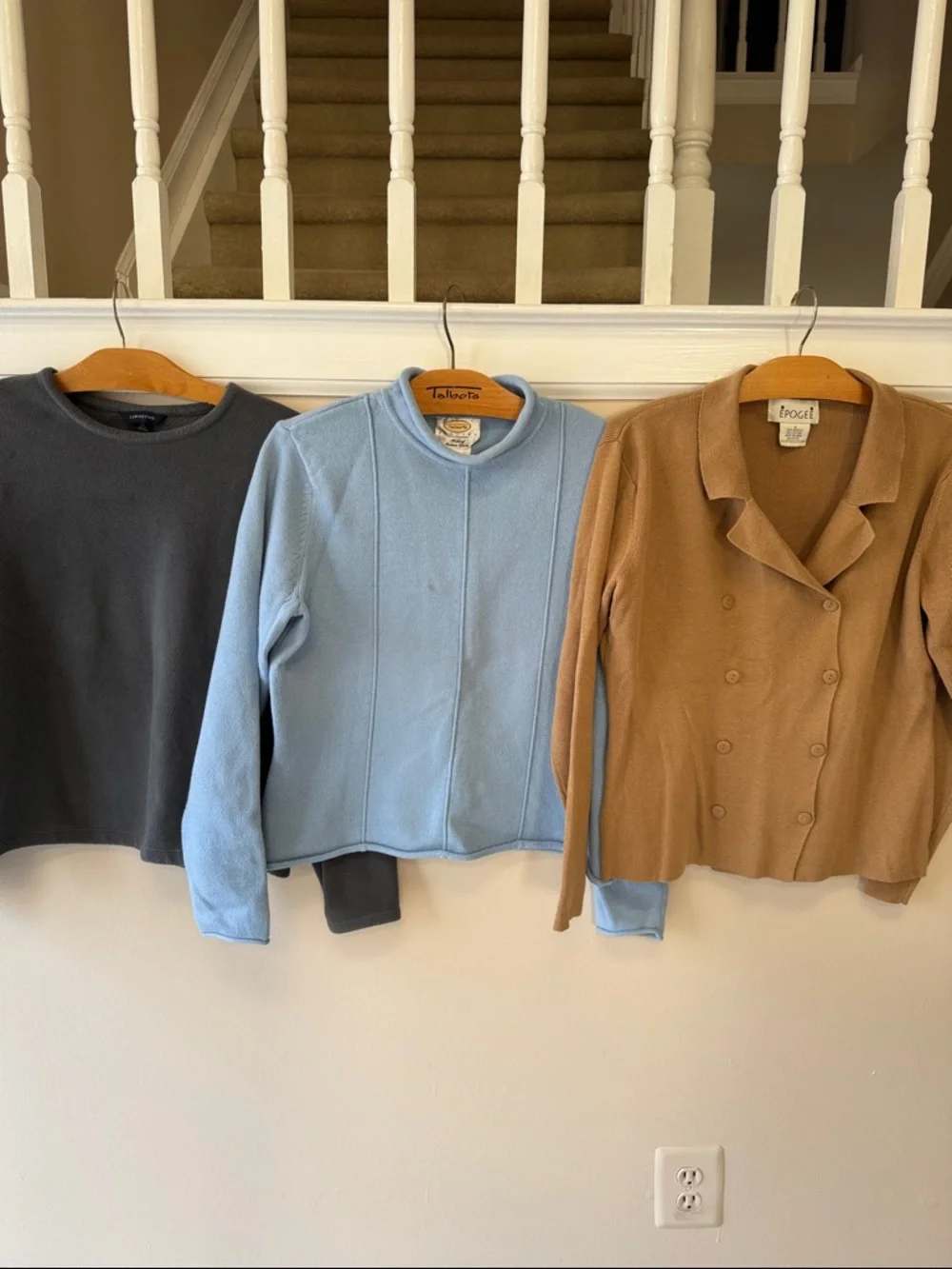 Bundle of Three Knit Sweaters - Gray, Light Blue, Camel - Picture 1 of 11